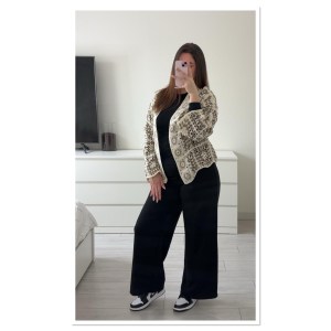 GILET ROMANE - BLANC CRÈME & MARRON CLAIR